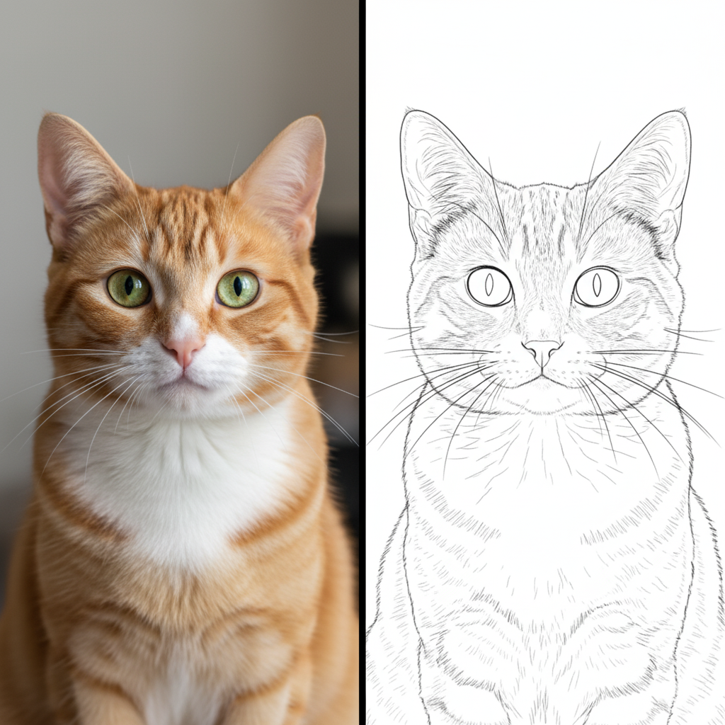 Photo to Coloring Page Transformation - Custom coloring page maker for kids and adults